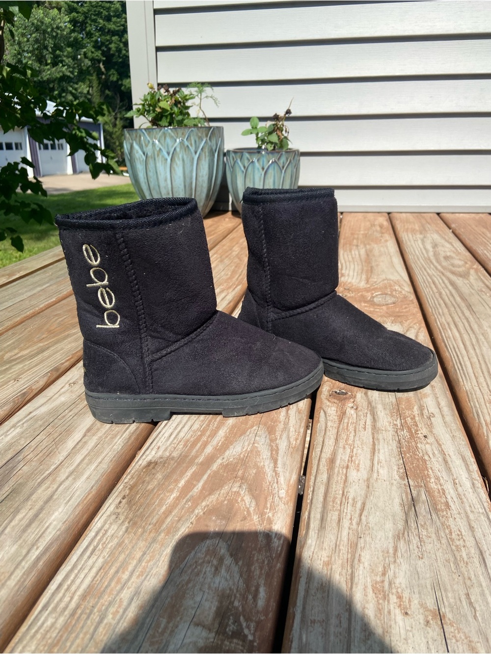 bebe Black Suede Short Winter Boots